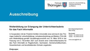 Ausschnitt aus Ausschreibung UE Informatik 2023